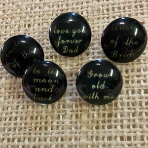 Wedding snap buttons black background silver metal
